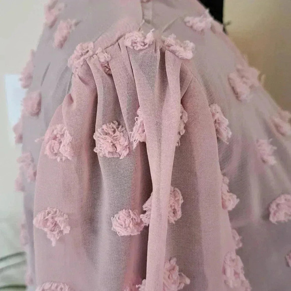 Pink Long Sleeved Sheer Blouse Women's Medium Shein Light Feminine Pretty - Picture 5 of 11